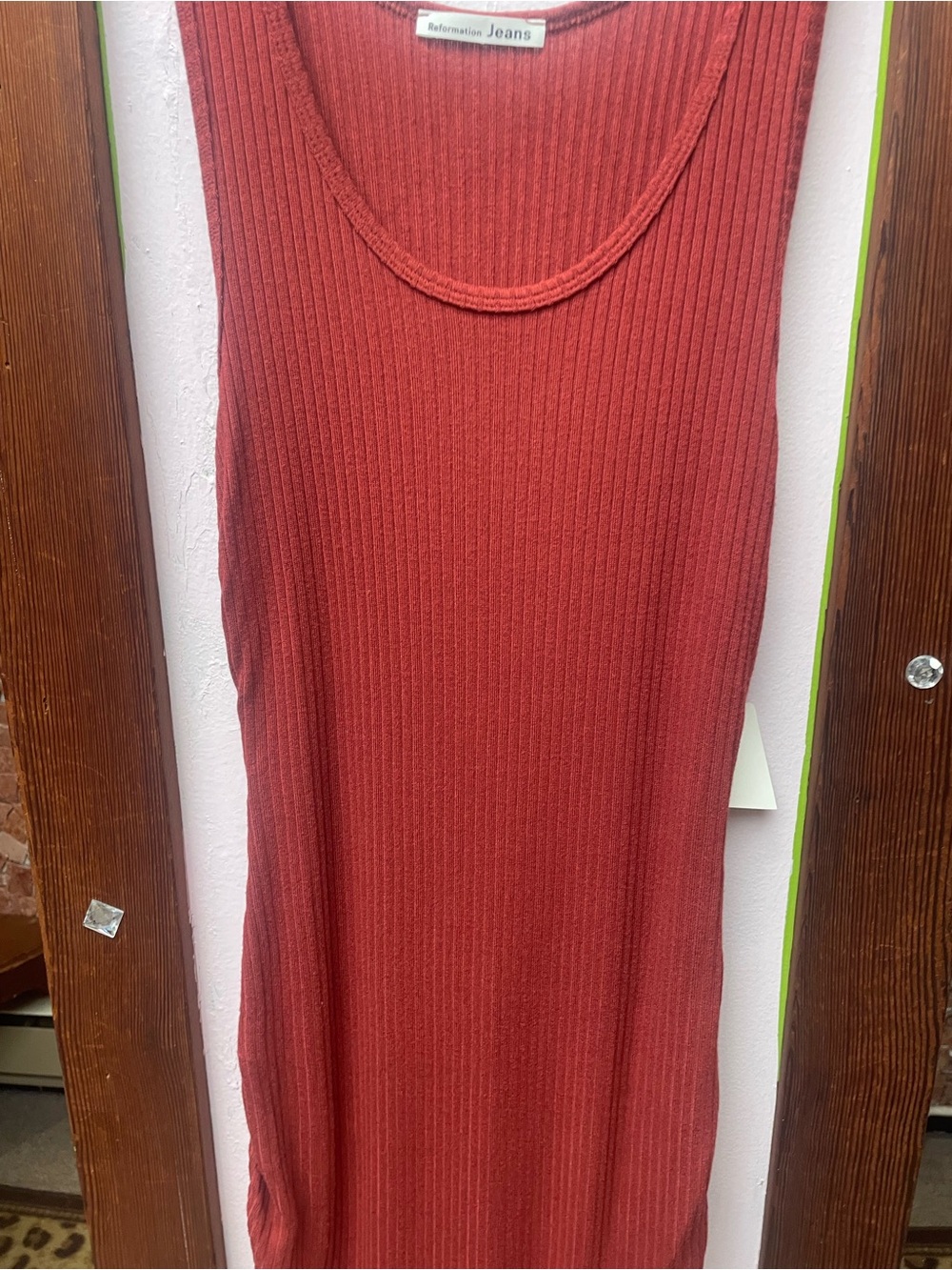 Reformation Ribbed Tank Dress in Brick Red - Picture 4 of 8